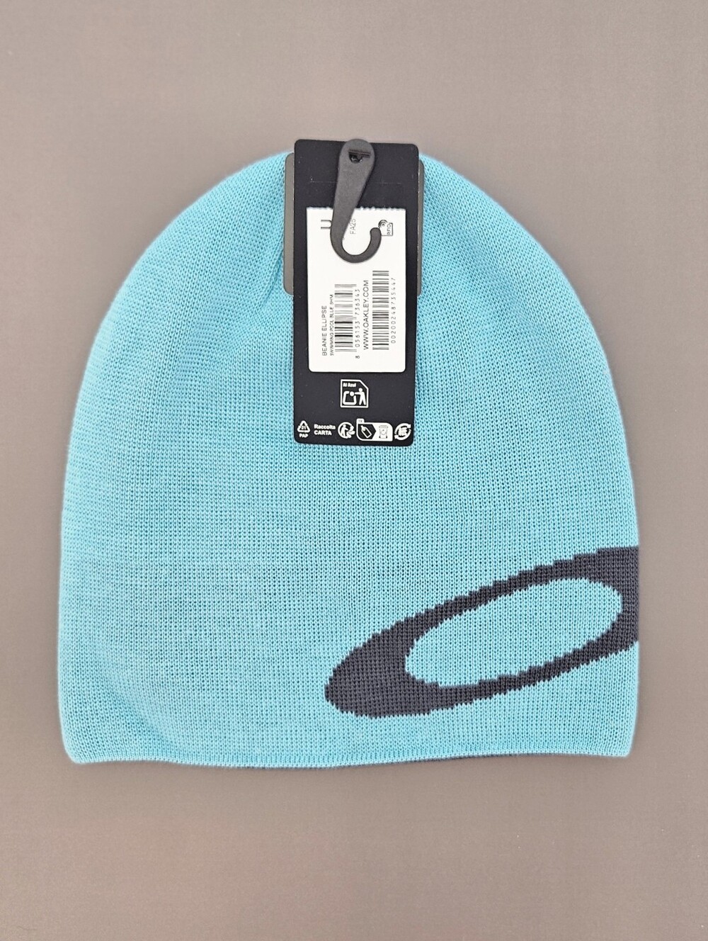 Oakley Ellipse Reversible Beanie Hat Swimming Pool Blue Knit Snowboarding Skiing